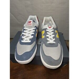 New Balance CT574NYT Court Line Gray Yellow Red Sneakers Mens 9.5 Suede Mesh